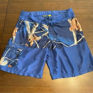 Cabela's Men Realtree Swim Trunks Blue Camo 36x9 Pocket w/ Zip